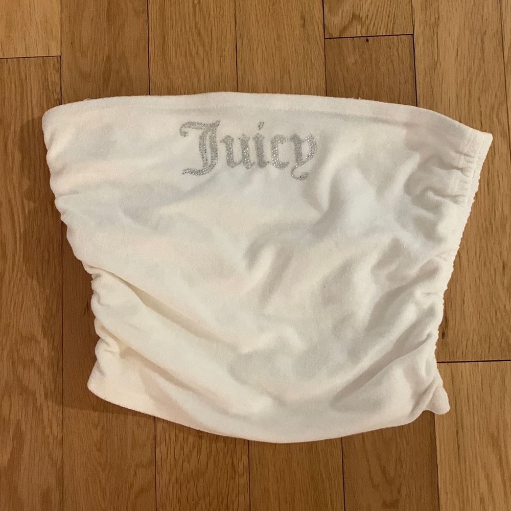 Juicy Couture Cream Rhinestone Logo Tube Top